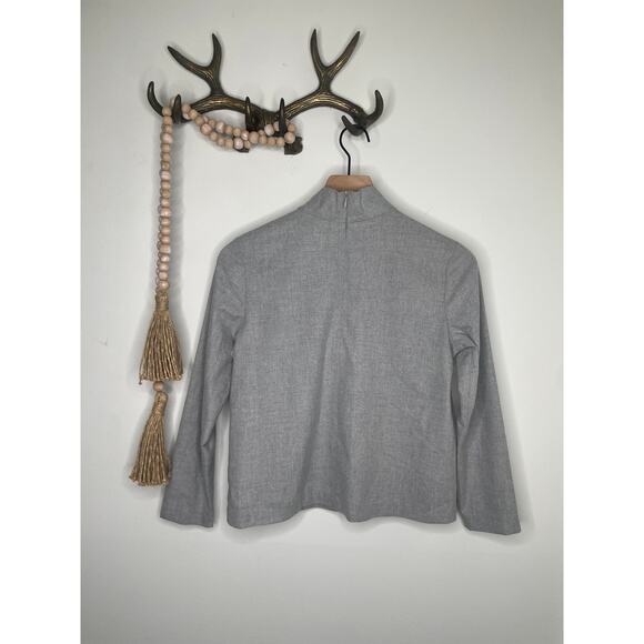 Aritzia Babaton Blair Mock Neck Top XS Gray Minimalist Work Neutral - Picture 7 of 10